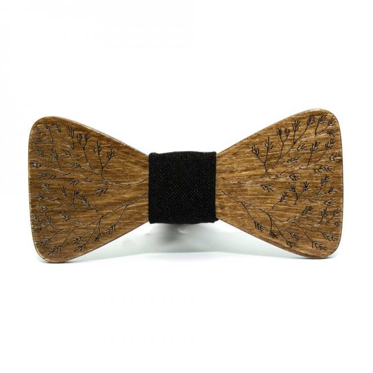 Дерев'яна Краватка-Метелик Gofin wood Темна З Гілками GBDH-8350