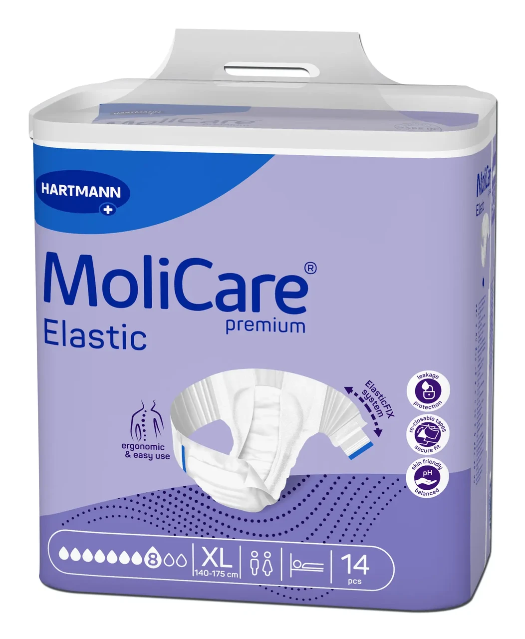 Подгузники Paul Hartmann MoliCare Premium Elastic XL 8 капель для взрослых 14 шт