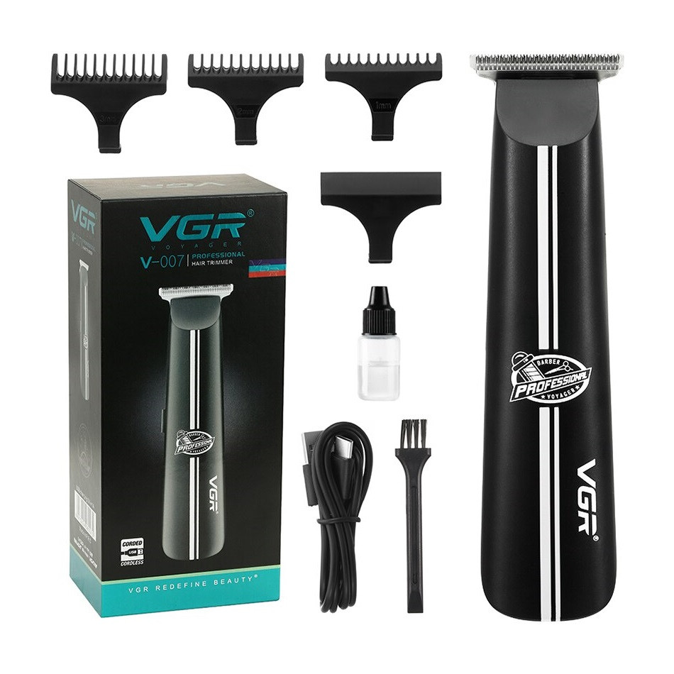 Триммер аккумуляторный для волос и бороды VGR V-007 5W Black (3_03528)
