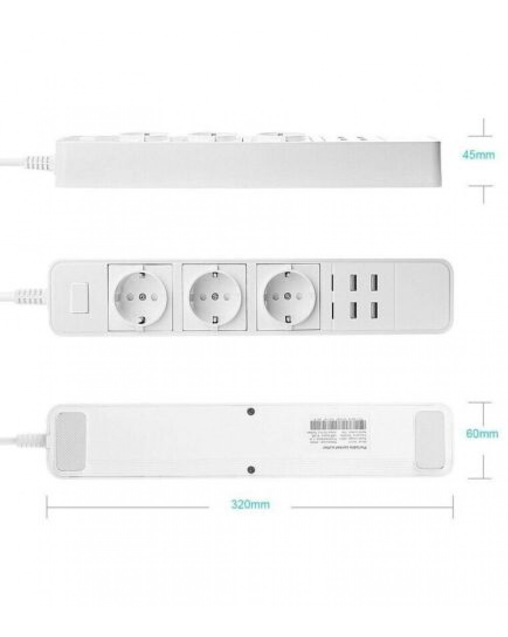 Розумний мережевий фільтр подовжувач Zeoota з WiFi, 4 USB (PS022)