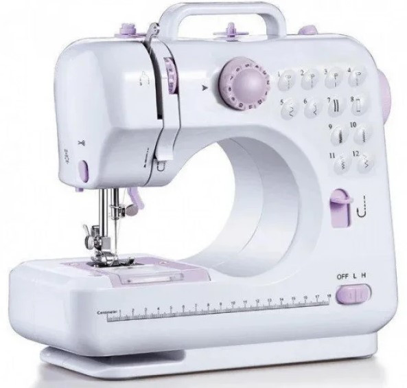 Швейна машинка з ножним приводом SEWING MACHINE 705, 12 функцій, біла з рожевим