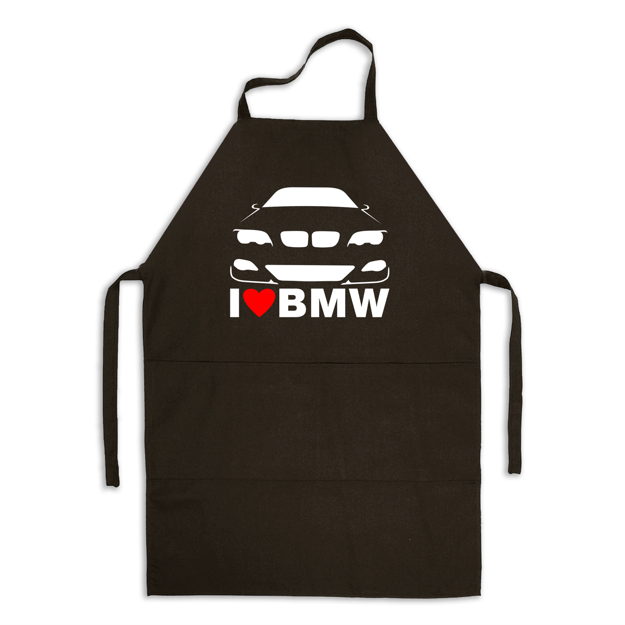 Фартук черный кухонный с принтом автомобилисту I love BMW Я люблю БМВ ФА000762 Кавун 68 см