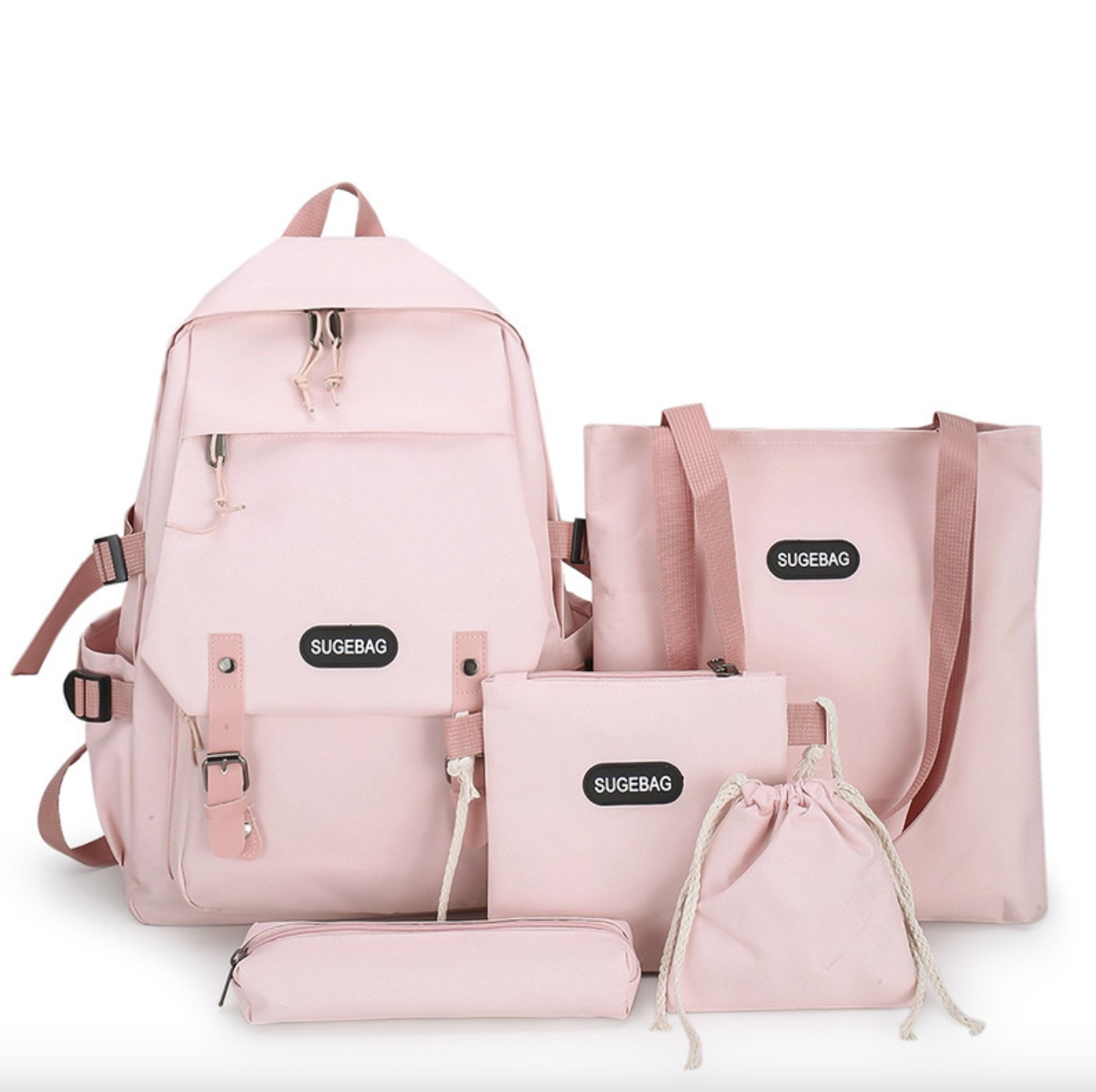 Рюкзак школьный для девочки Hoz Sugebag 5 в 1 41х30х14 см Розовый (SK001647)