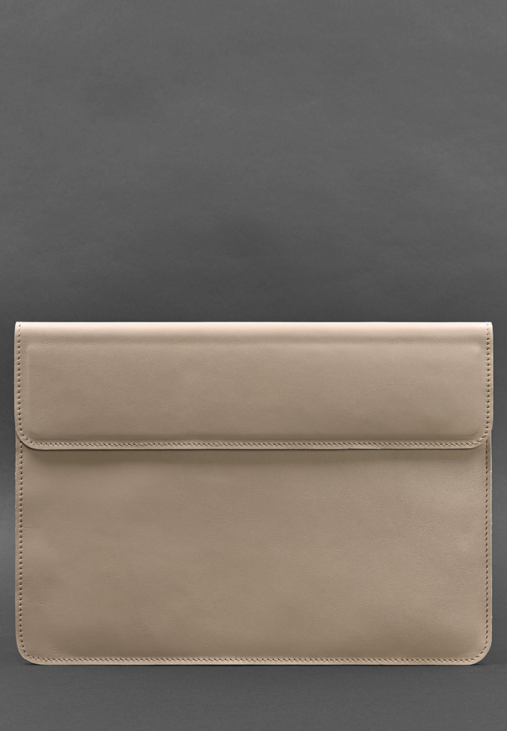 Кожаный чехол-конверт на магнитах для MacBook 15 дюйм Светло-бежевый BlankNote