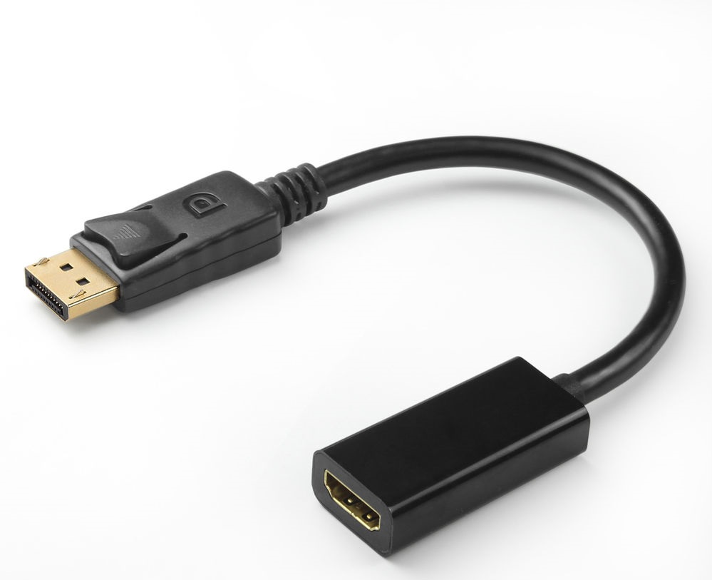 Перехідник моніторний Lucom DisplayPort-HDMI M/F (HDMIекран) v1.2 4K@30Hz 0.2m чорний (78.01.9006)