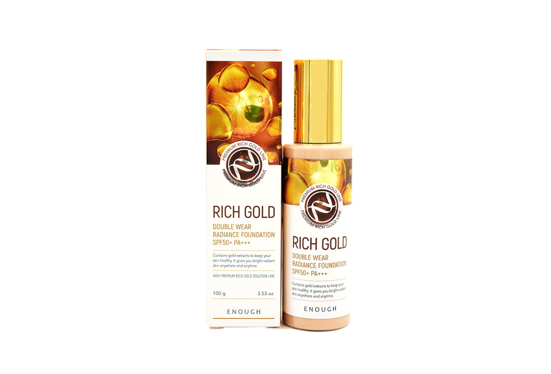 Тональный крем для лица с коллоидным золотом Enough Rich Gold Double Wear Radiance Foundation SPF50+ PA+++ 100 мл (8809605871938)