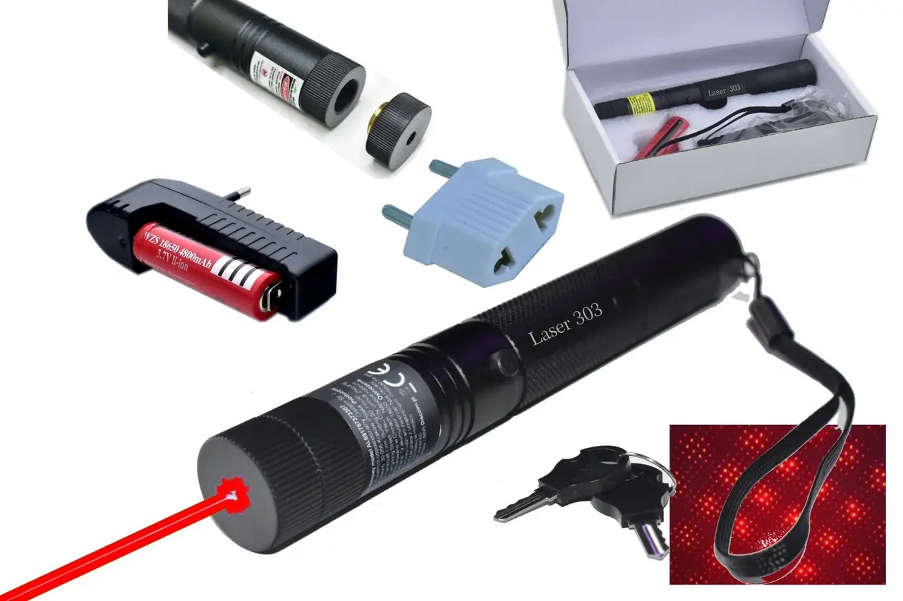 Мощная лазерная указка красный луч с аккумулятором 18650 Laser Pointer 303 Red