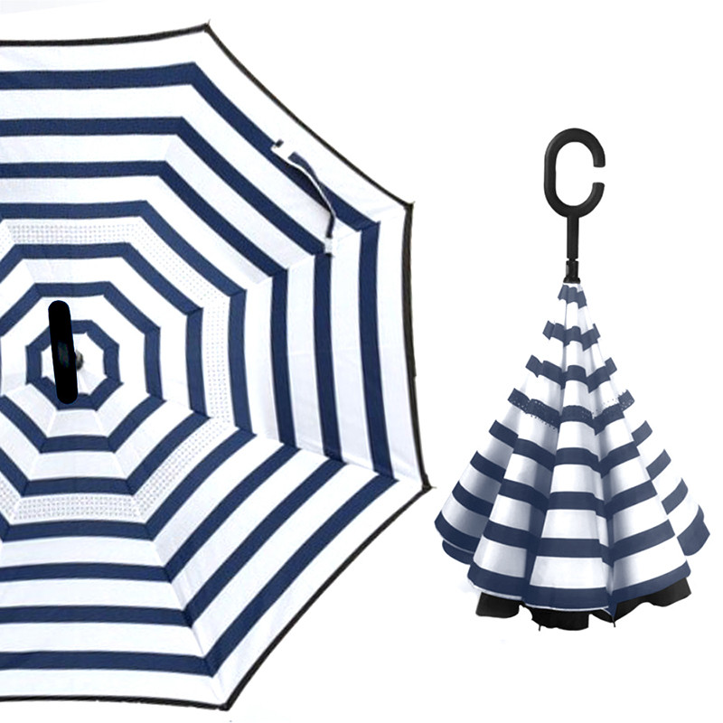 Механический зонт наоборот Up-Brella Сине-белые (2907-13264)
