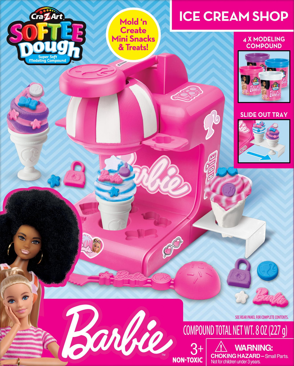 Пластилин для лепки Cra-Z-Art Barbie Магазин мороженого с формами набор 10 шт