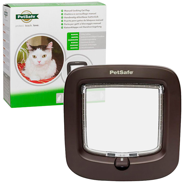 Дверца для котов с механическим замком под дерево PetSafe Staywell Manual-Locking Cat Flap 219х219 мм Коричневый (729849167315)