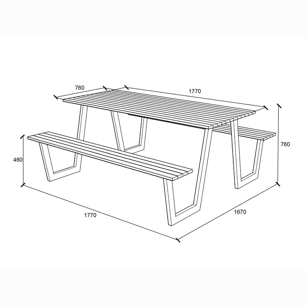 Уличный стол I loft you 76х167х177 см Коричневый (2143907673)