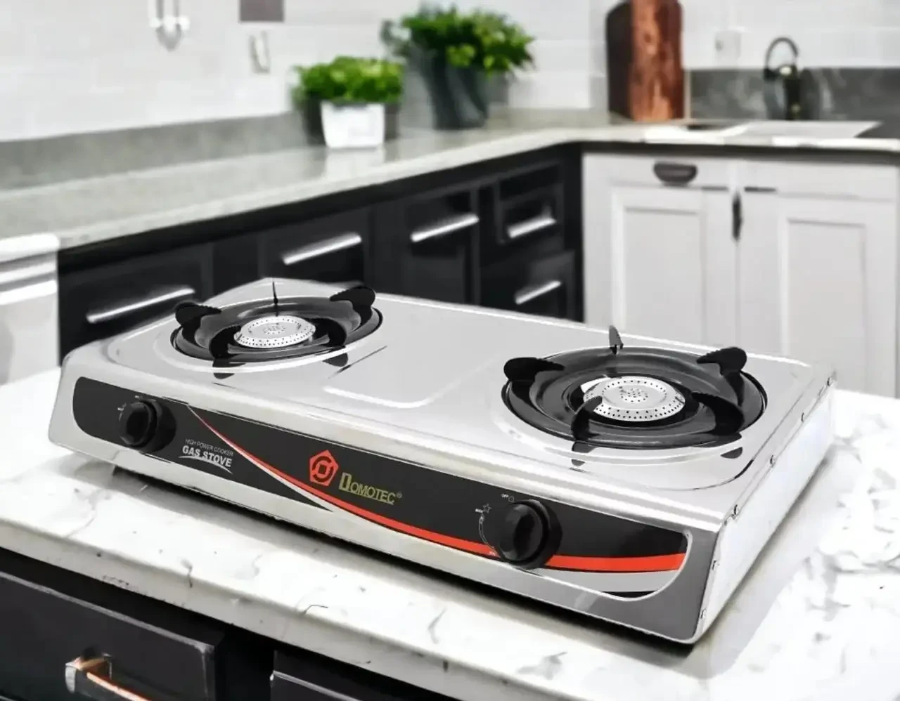 Газовая плита настольная Domotec MS-6606 2 конфорки 4400W Silver