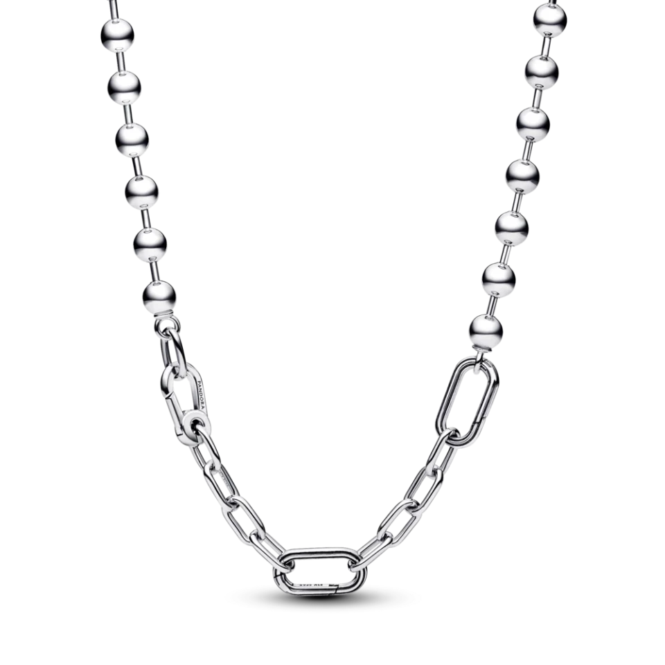 Серебряное колье со звеньями и металлическими бусинами No Brand ME