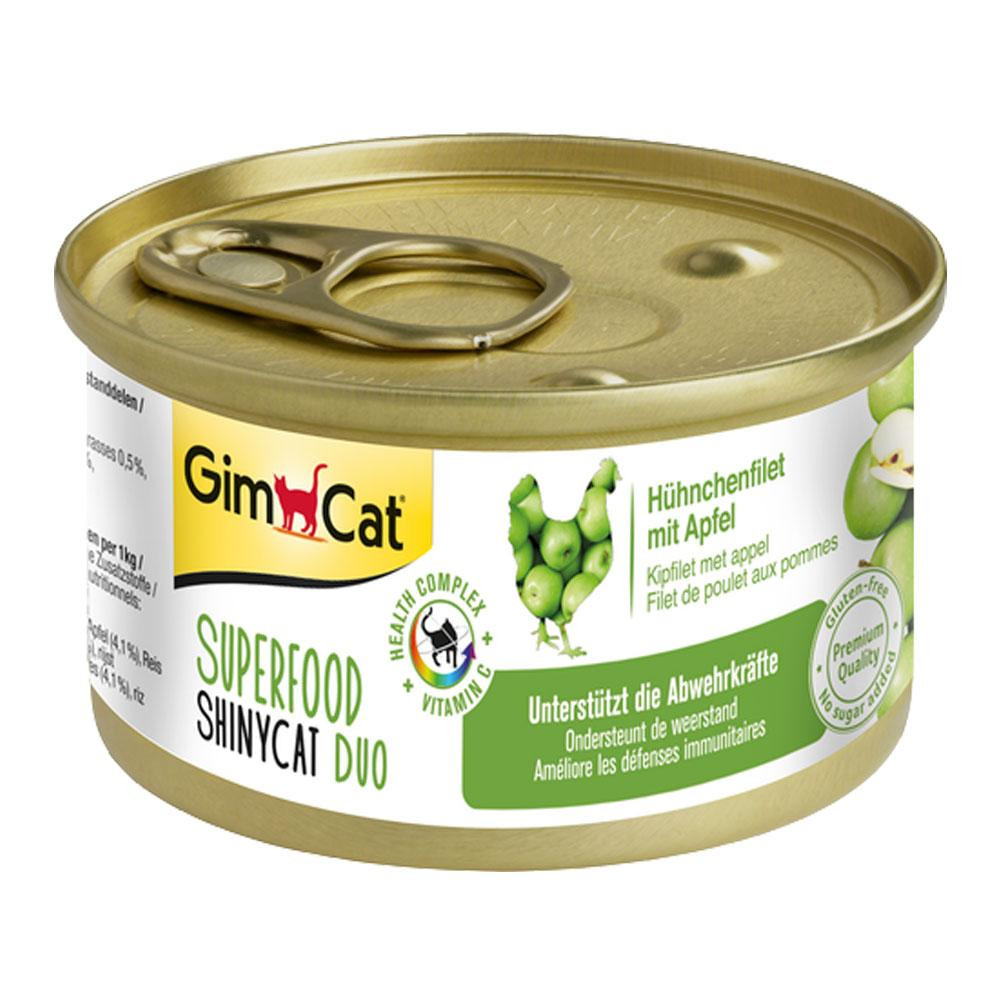 Влажный корм для кошек GimCat Superfood Shiny Cat Duo 70 г, с курицей и яблоком