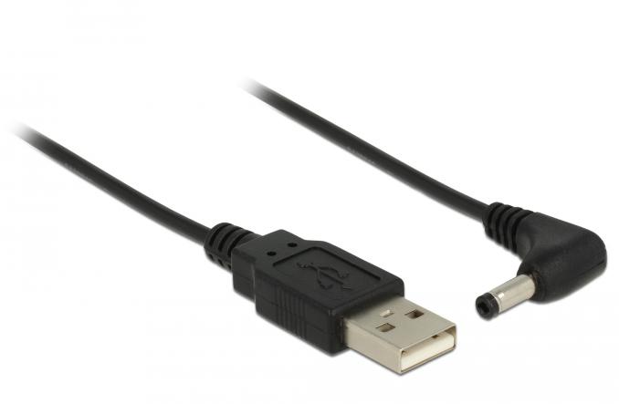 Кабель живлення пристроїв Delock USB2.0 A-Jack DC M/M 4.0x1.7mm Power 1.5m 90° чорний (70.08.3574)