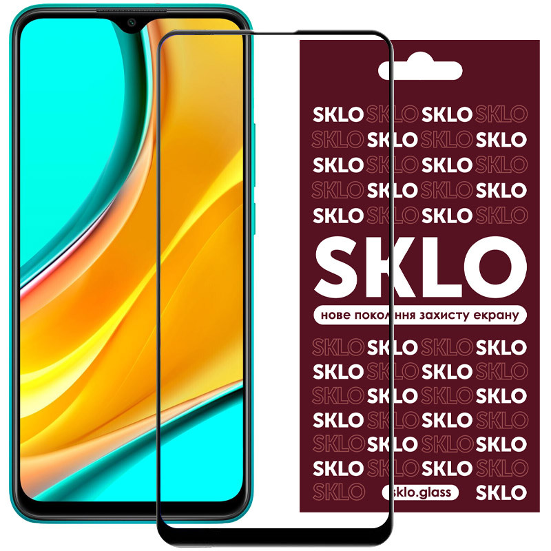 Защитное стекло SKLO 3D full glue для Xiaomi Redmi 9T Черный 908809