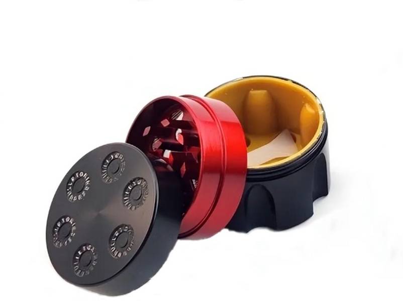 Гриндер для измельчения табака Барабан револьвера ASHTRAY DK-5029-B3 Black Red (15714-hbr)