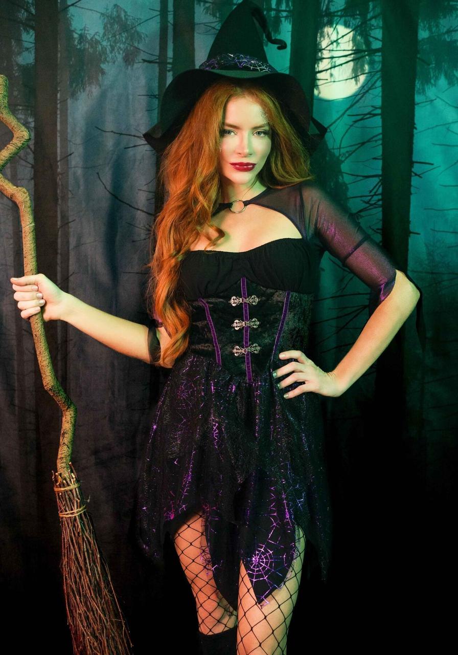 Костюм ведьмы Leg Avenue Mystical Witch M платье и шляпа SO9333 Фиолетовый