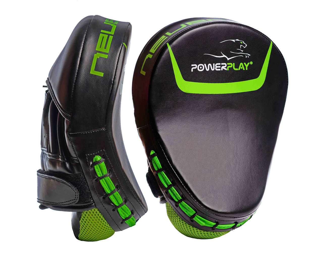 Лапи боксерські PowerPlay 3041 PU Чорно-Зелені