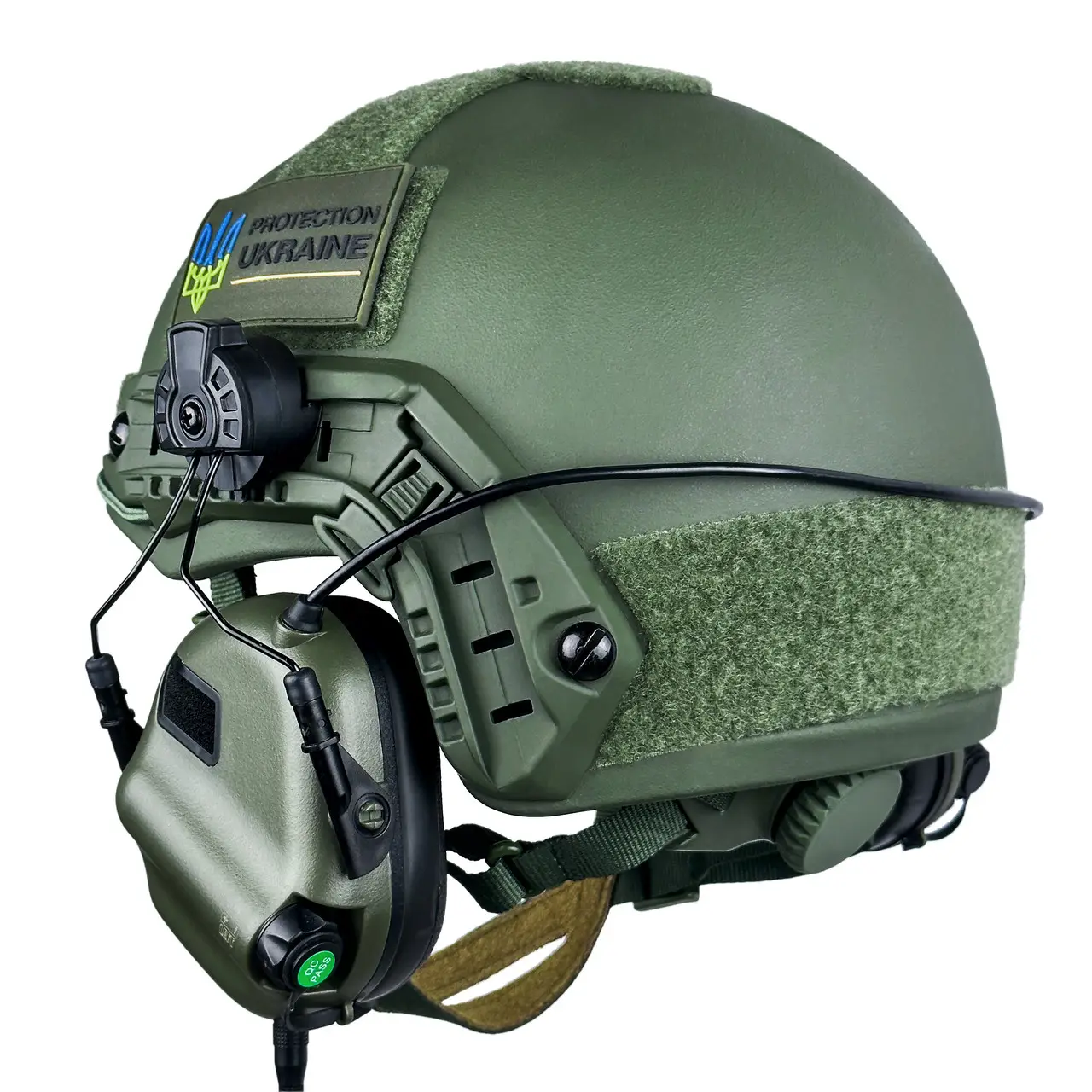 Шлем кевларовый FAST NIJ IIIA и наушники Earmor M31H Mod3 S Ranger Green