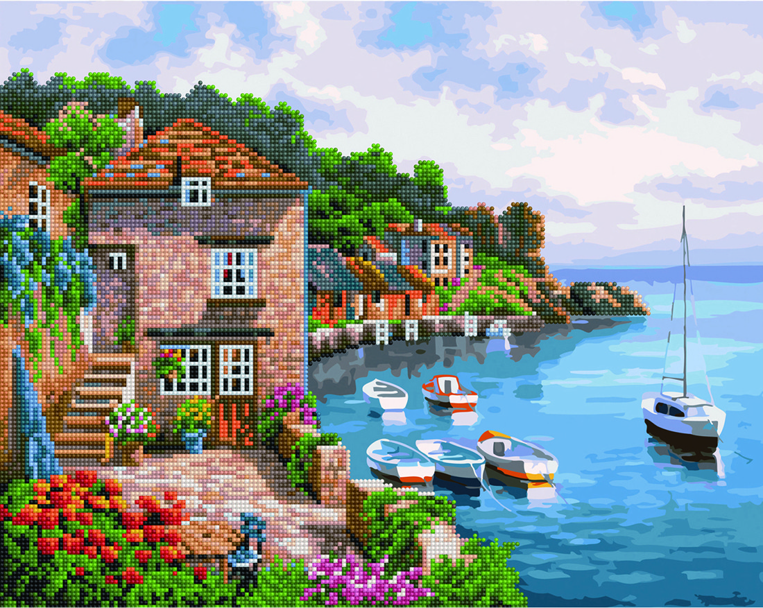 Алмазная мозаика-картина BrushMe Городок у моря 40х50 см GZS1034