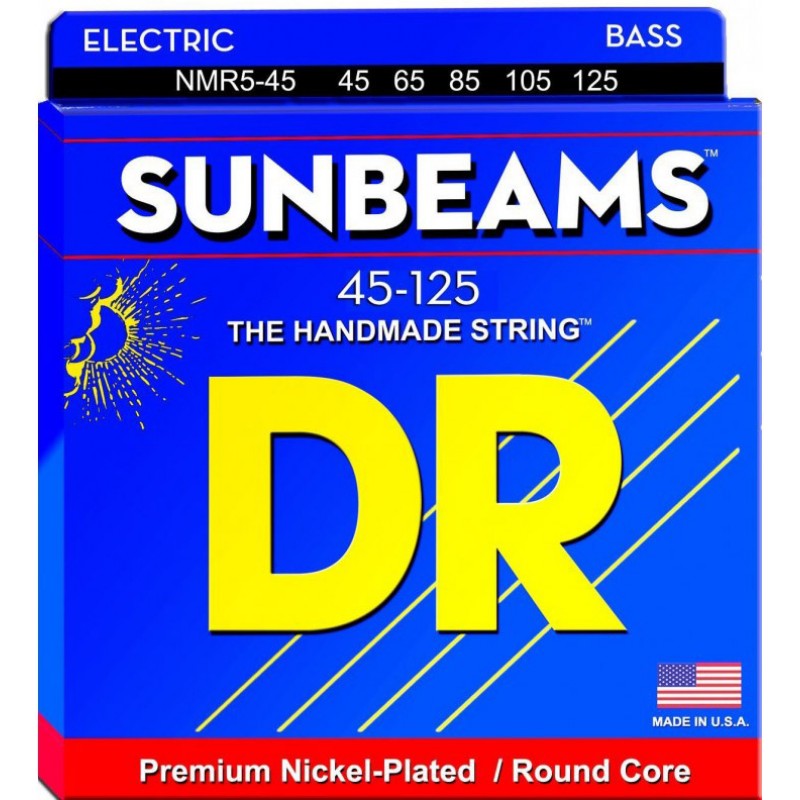Струни для бас-гітари DR NMR5-45 Sunbeams Nickel Plated 5 String Medium Bass Strings 45/125