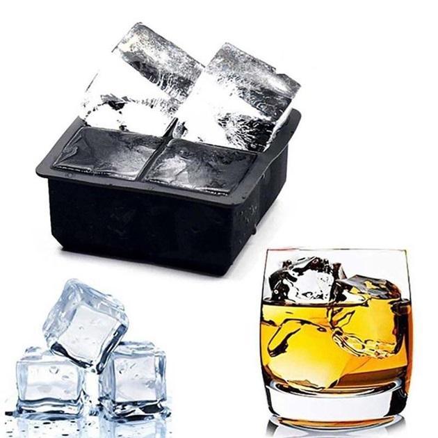 Форма для льда силиконовая Ice с крышкой Кубики 4 ячейки 11х11х5 см Черный (C051349)