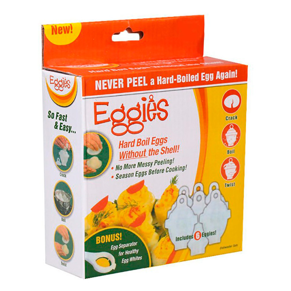 Набор формочек для варки яиц без скорлупы Eggies 6 шт + ложечка 16х16х6 см Белый