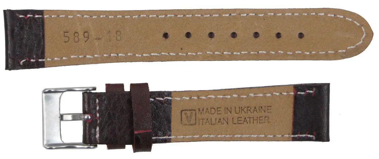 Ремешок для часов Mykhail Ikhtyar кожаный 18 мм Темно-коричневый (S589-18S dark brown)