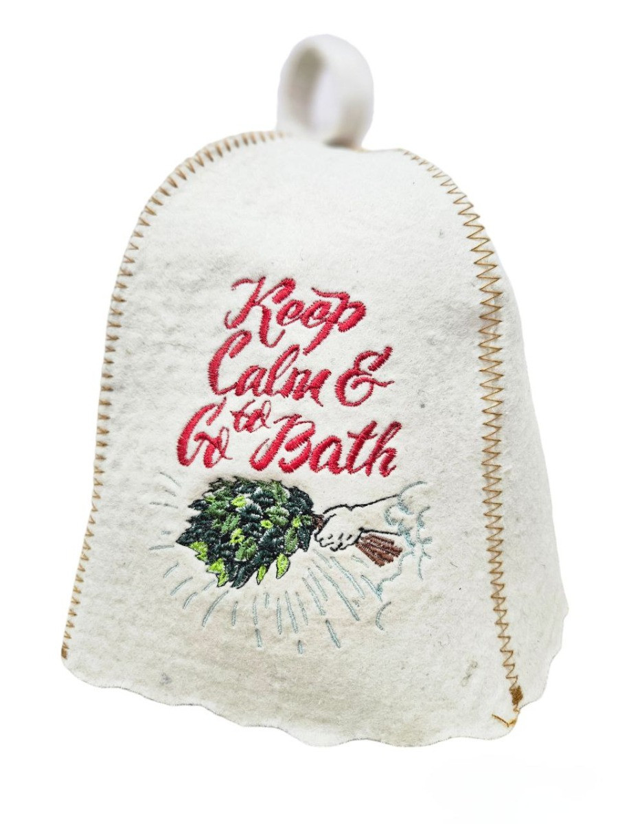 Банная шапка Luxyart One Size Keep calm to go bath натуральный войлок Белый (LA-865)