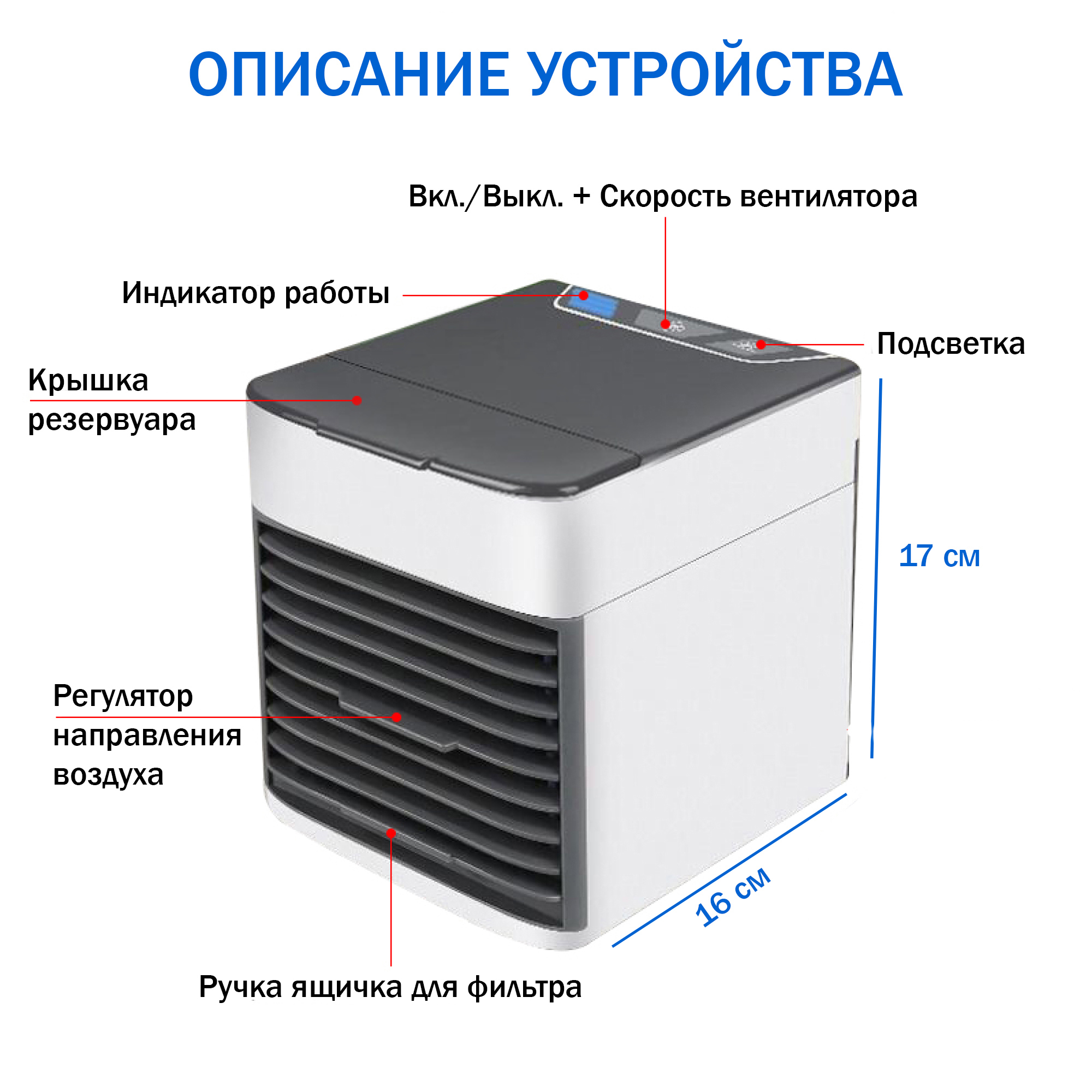 Переносной мини кондиционер Arсtic Air для дома + адаптер в розетку