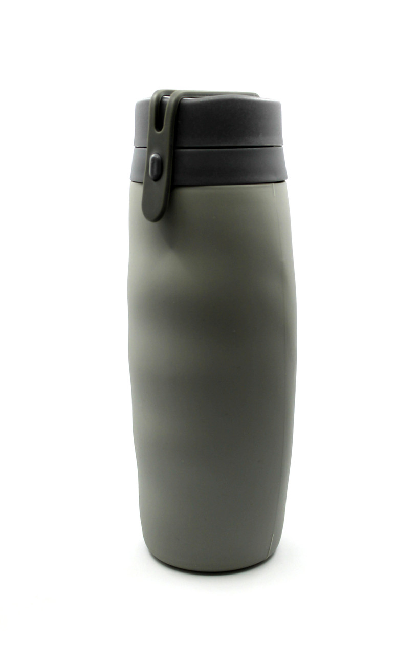 Складная бутылка для воды и напитков Silicone Bottle 600 мл Серая (500014)