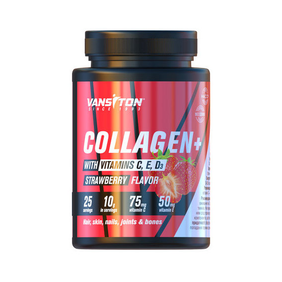 Хондропротектор (для спорта) Vansiton Collagen+ 250 g /25 servings/ Strawberry