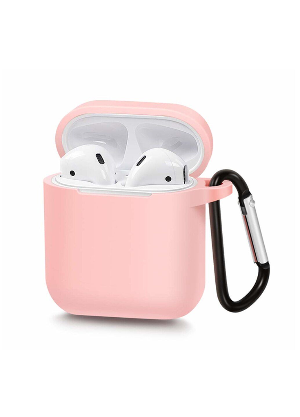 Силіконовий чохол для Airpods 1/2 ARM з карабіном захисний Barbie Pink (4652pink)