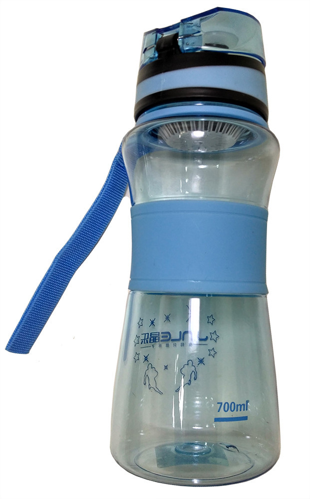 Спортивна пляшка напувалка з силіконовою вставкою та ремінцем Kronos Top R83331 Blue (gr007112)