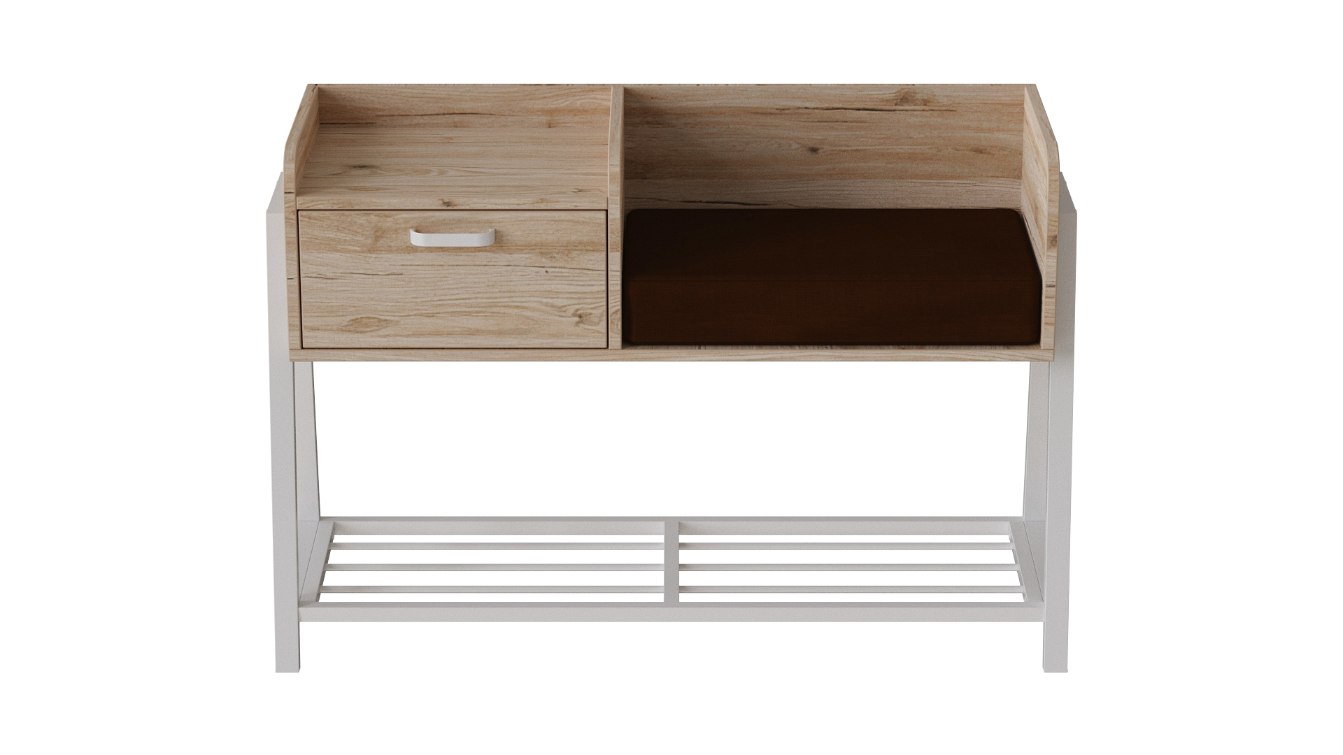 Банкетка із тумбочкою Ferrum-decor Бланка 540x1000x320 метал Білий ДСП Дуб Сан-Маріно 16 мм (BLA0009)