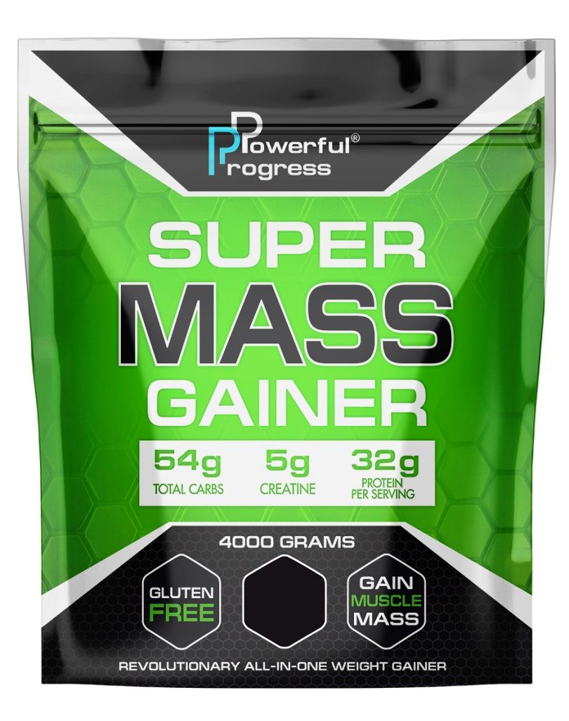 Гейнер Powerful Progress Super Mass Gainer 4000 g /40 servings/ Strawberry