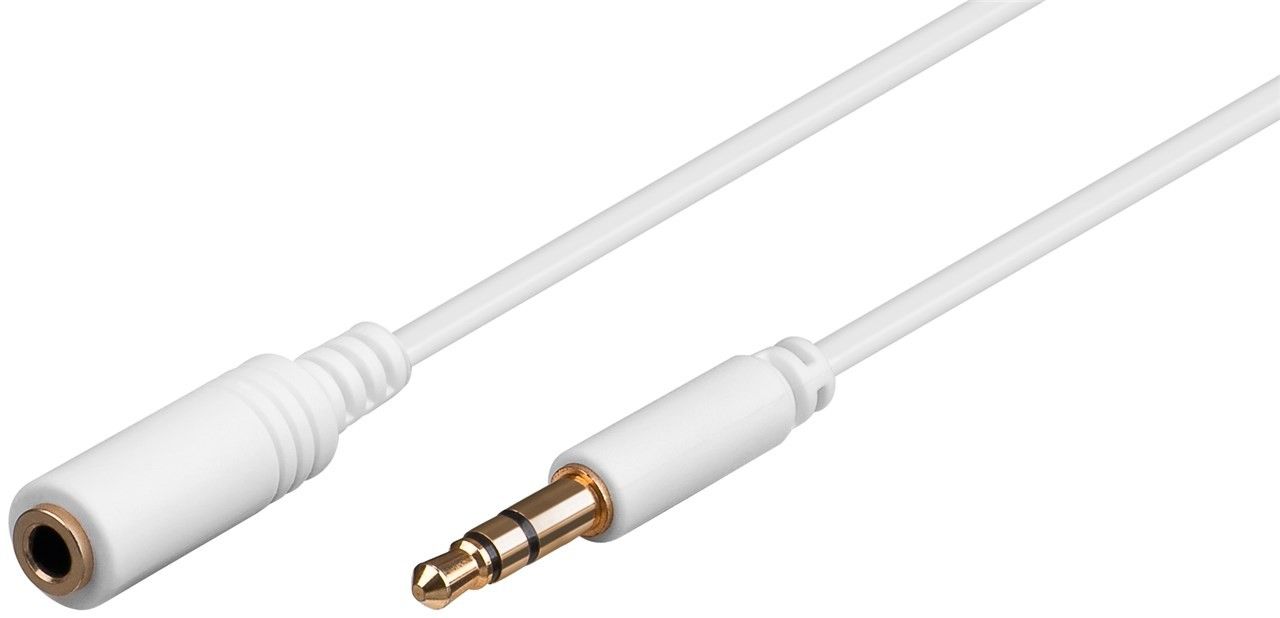 Кабель аудіо-подовжувач Goobay Jack 3.5mm 3pin M/F  5.0m Gold D=4.0mm AWG28 AUX Cu білий (75.09.7123)