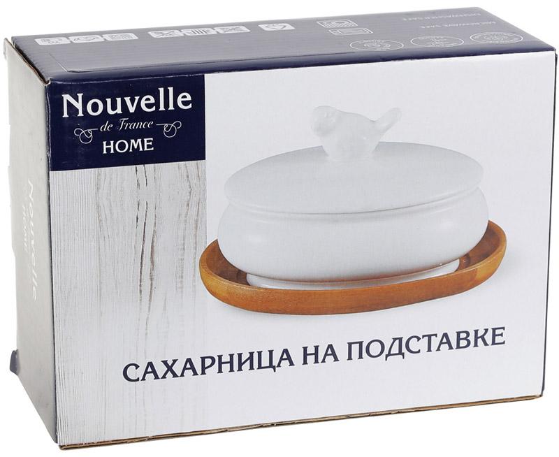 Сахарница фарфоровая 250 мл на бамбуковой подставке "Птичка" Bona Di 375-381