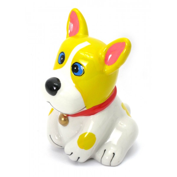 Копилка Собака керамика Желто-белая (43968)
