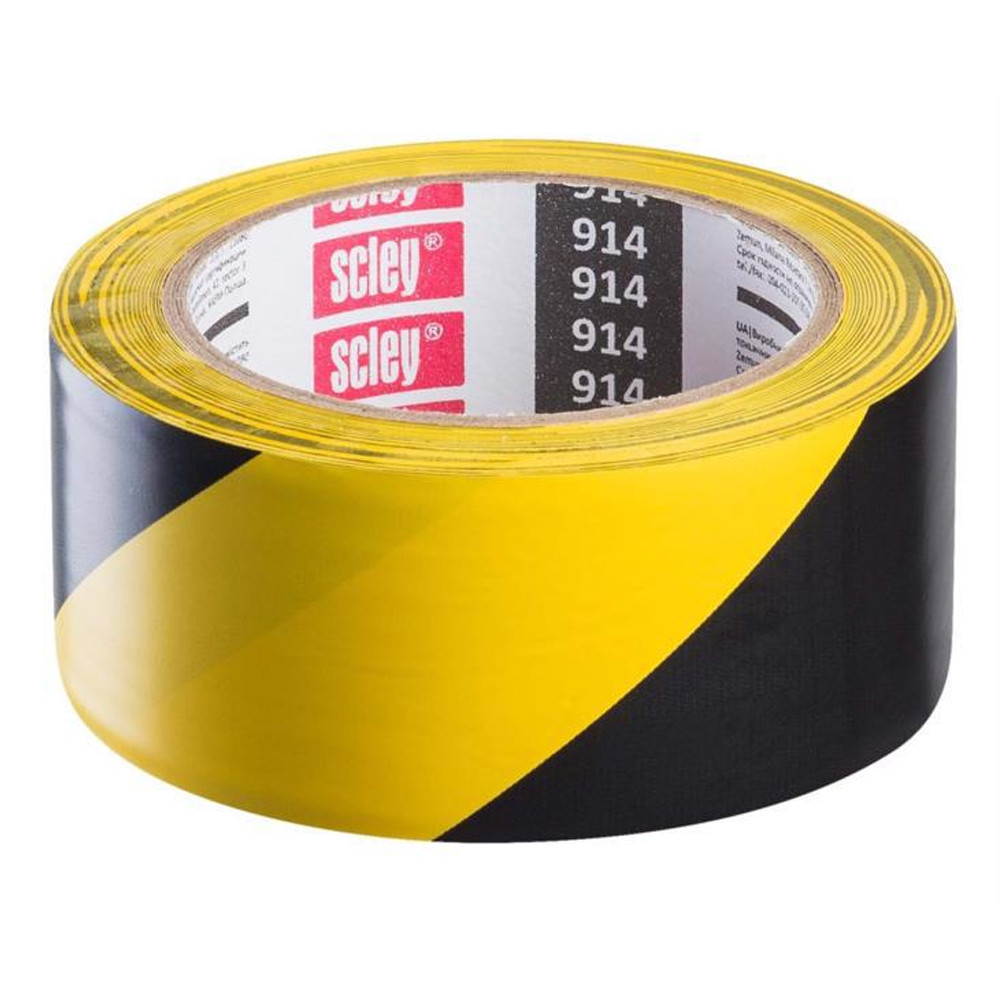 Лента скотч Scley *914* маркировочно - предупредительная 48 мм x 33 м желто-черная