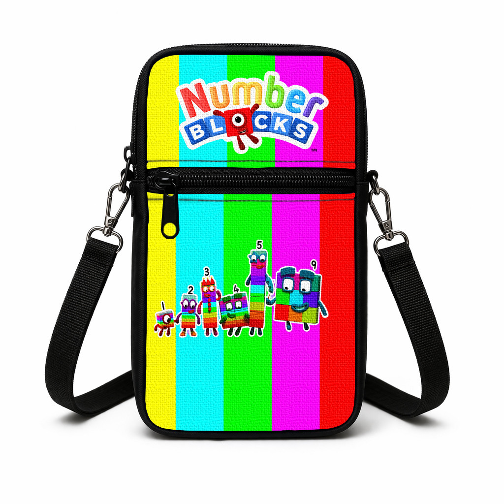 Дитяча сумка через плече на телефон Numberblocks, поліестер, різнокольорова, 19×10×5 см