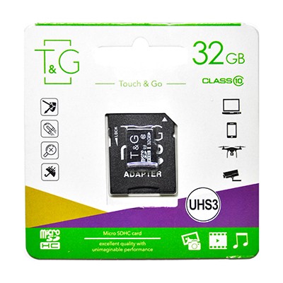 Карта пам'яті MicroSDHC 32GB UHS-I U3 Class 10 T&G + SD-adapter (TG-32GBSD10U3-01)