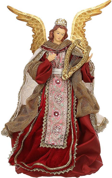 Статуэтка Christmas Angel Red с арфой 26х19х41 см BonaDi Разноцветный DP231185