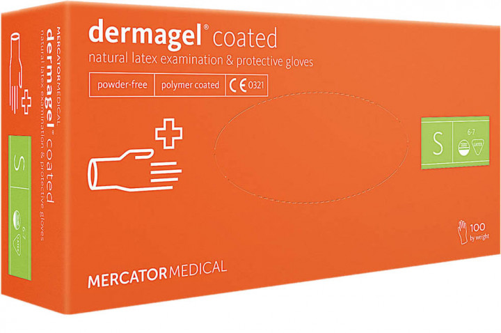 Перчатки Mercator Medical Dermagel Coated 100шт латексні S Білий