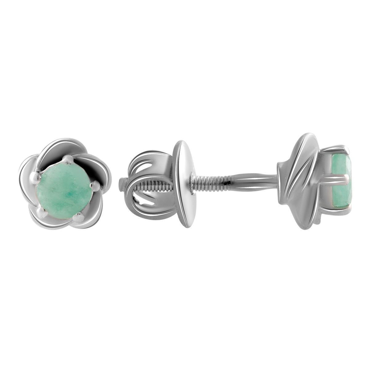 Серебряные серьги SilverBreeze с натуральным изумрудом 0.45ct (2058786)