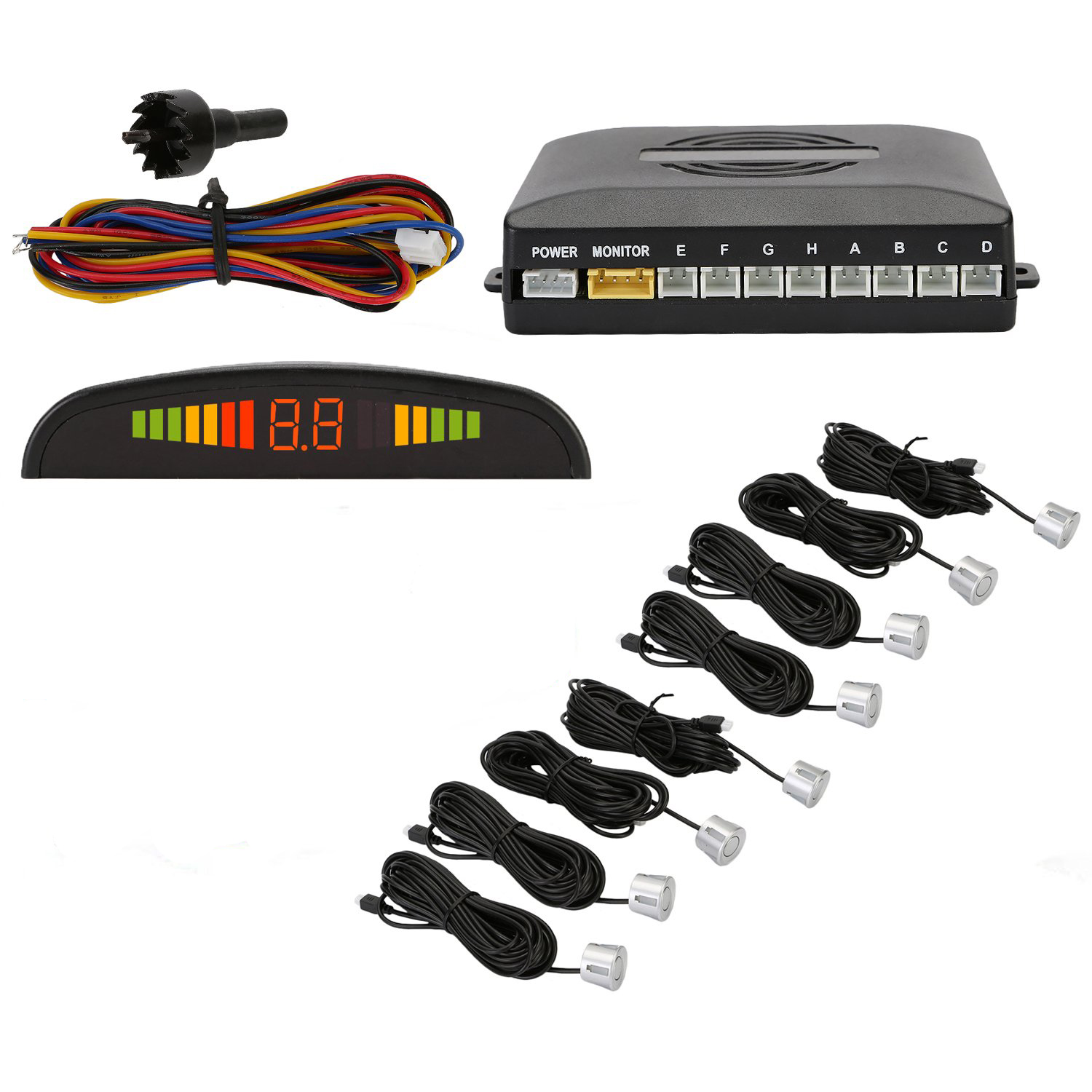 Парковочная система Parking Sensor System R1355 c LED дисплеем 8 датчиков