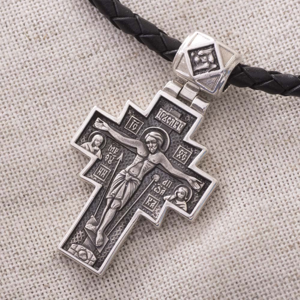 Серебряный православный крест с чернением 132488 Оникс