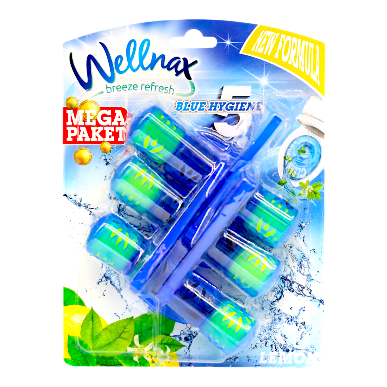Туалетный блок Wellnax Blue Water Лимон 3х50 г