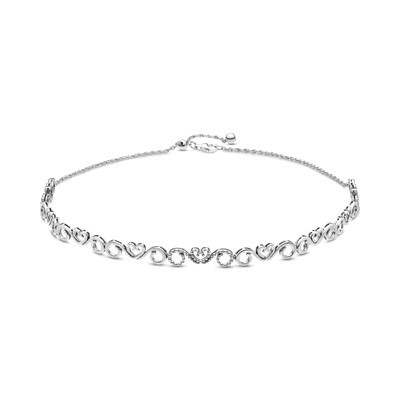 Срібне кольє-чокер No Brand Ажурні серця 397129CZ-38 38 см (1341788639)